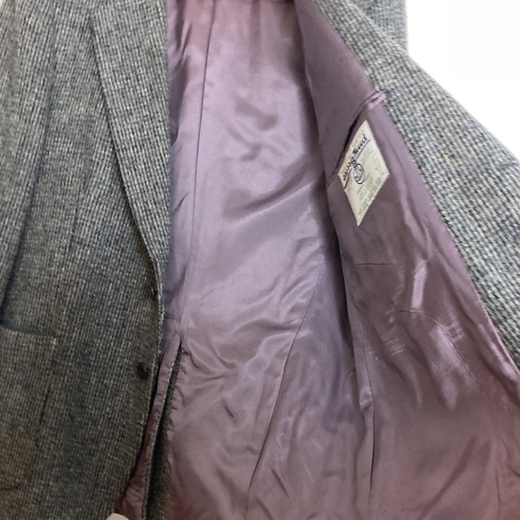 Vintage Harris Tweed Sport Coat Mens 44S Grey Blue Wool Retro Blazer Jacket - Picture 12 of 15